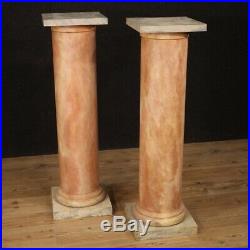 Colonnes françaises meubles paire tables en bois laqué sculpté style ancien