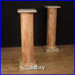 Colonnes françaises meubles paire tables en bois laqué sculpté style ancien