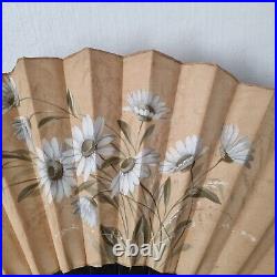 EVENTAIL Ancien XIXè Bois Sculpté Fleurs Napoléon III Antique HAND FAN VENTAGLIO