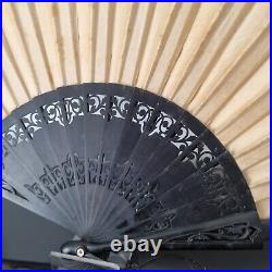 EVENTAIL Ancien XIXè Bois Sculpté Fleurs Napoléon III Antique HAND FAN VENTAGLIO