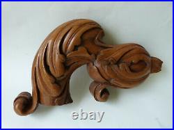 Élément en bois sculpté ancien XIXeme feuille d'acanthe superbe qualité