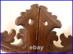 Etagère d'angle sculptée ancienne bois foncé, pliable, style gothique