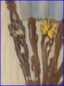 Eventail époque NIII Acajou sculpté et dentelle soie peint main ancien