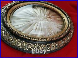 Grand cadre ovale avec verre bombé XIXeme Napoléon III noir et doré ancien