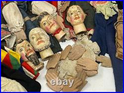 Important Lot de Marionnettes en bois sculpté du 19 -ème Siècle & Jouet Ancien