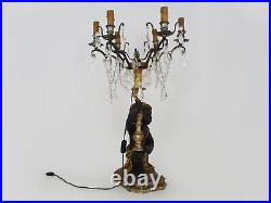 Lampe vénitienne nubien ancienne en bois peint doré sculpté. Bois polychrome