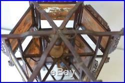 Lanterne ancienne Hexagonale Extrème Orient en bois sculpté fin XIX début XX