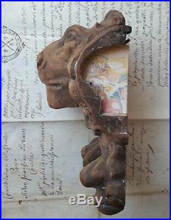 MUSEQUIN mufle de lion ancien bois sculpté mascaron tête carved wood XVIII XIX