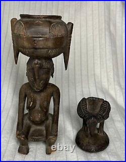 Magnifique et ancienne statue femme africaine en bois sculpté art africain