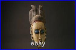 Masque Africain Ancien Art Tribal Visage Vintage Bois Sculpté Vintage Guro-9975