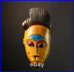 Masque africain Zaouli Guro Masque ancien visage tribal vintage bois sculpté