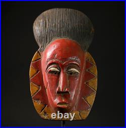 Masques africains anciens visage tribal vintage bois sculpté suspendu masque