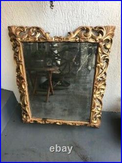 Miroir Ancien au Mercure en Bois Sculpté Doré à l or fin du XVIII eme Italien