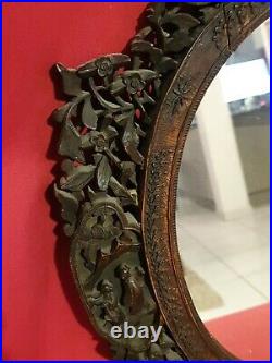 Miroir Ancien chinois en bois sculpté