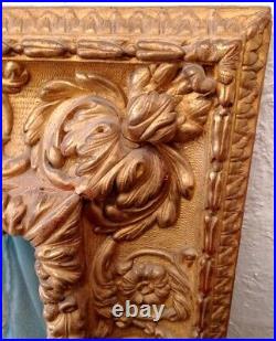 Miroir ancien Renaissance Bois sculpté doré Glace Argenté au mercure 131x107 cm