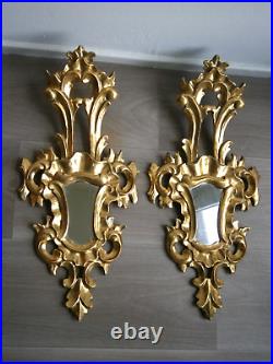 Paire Miroirs Bois sculpté doré St Rococo Louis XV déco Classique Glace Ancien