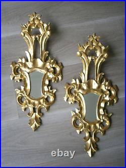 Paire Miroirs Bois sculpté doré St Rococo Louis XV déco Classique Glace Ancien