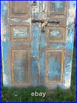 Porte en bois de teck indien sculpté vintage Ancienne porte d'entrée en