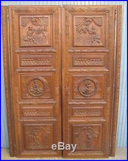 Portes anciennes bois sculpté placard armoire séparation XIXeme Bretagne