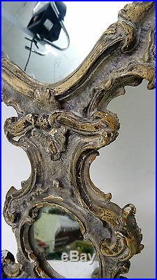 Psyché miroir de table ancien bois sculpté à décor de feuille d'acanthe