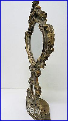 Psyché miroir de table ancien bois sculpté à décor de feuille d'acanthe