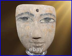 RARE ANCIEN ÉGYPTIEN ANCIEN SCULPTÉ BOIS SCULPTÉ cercueil masque momie