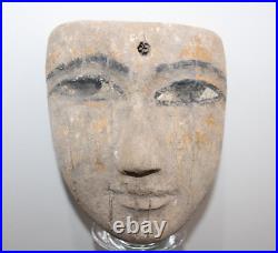 RARE ANCIEN ÉGYPTIEN ANCIEN SCULPTÉ BOIS SCULPTÉ cercueil masque momie