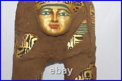 RARE ANCIEN ÉGYPTIEN ANTIQUE Momie Momie Masque Sculpté Bois Pharoh