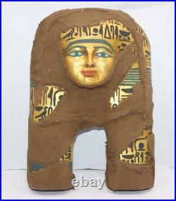 RARE ANCIEN ÉGYPTIEN ANTIQUE Momie Momie Masque Sculpté Bois Pharoh
