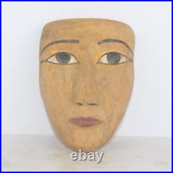 RARE ANCIENNE ÉGYPTIENNE ANTIQUE SCULPTÉE EN BOIS Masque de cercueil momie A