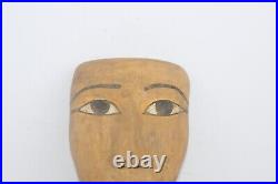 RARE ANCIENNE ÉGYPTIENNE ANTIQUE SCULPTÉE EN BOIS Masque de cercueil momie A