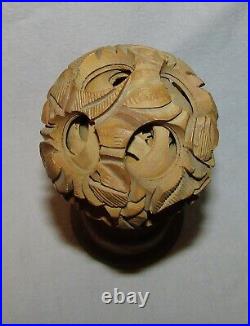 RARE BOULE DE CANTON BOIS SCULPTE ANCIEN Chine Chinese Carved wooden Puzzle Ball