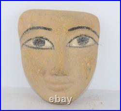 Rare Ancien Cercueil Masque Momie Pharaonique Égyptien En Bois Sculpté