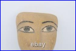 Rare Ancien Cercueil Masque Momie Pharaonique Égyptien En Bois Sculpté