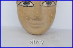 Rare Ancien Cercueil Masque Momie Pharaonique Égyptien En Bois Sculpté