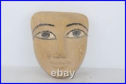 Rare Ancien Cercueil Masque Momie Pharaonique Égyptien En Bois Sculpté