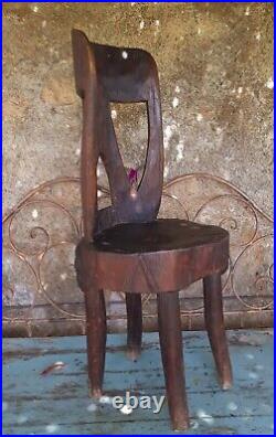 Rare. Art Africain Ancien. Chaise Sculptée De Chefferie Baoulé
