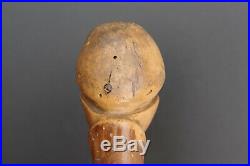 Rare ancienne canne caricaturale pommeau sculpté en forme de tête grotesque