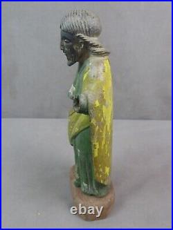 SAINT en bois sculpté polychrome, ancien