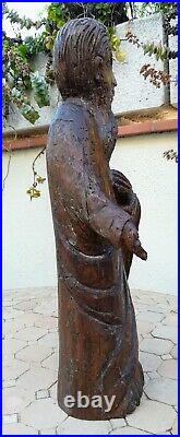 Saint Personnage (ou prophète) très ancien en bois sculpté