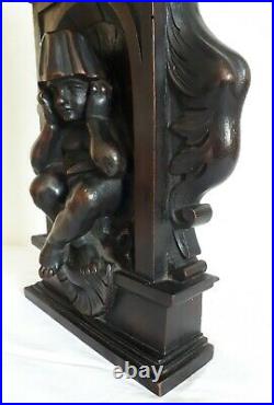 Sculpture, ancien élément décoratif de meuble, bois sculpté 19ème XIXème