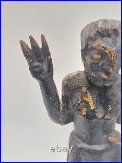 Statue Ancienne Bois Sculpte Representant Diable Art Tribal Dieu Afrique