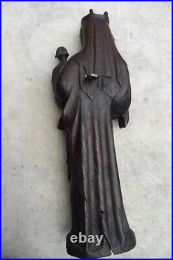 Statue vierge marie enfant bois sculpté ancien