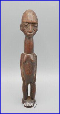 Statuette africaine ancienne en bois sculpté, pommeau de canne de chef, 1900