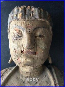 Superbe ancienne statue de Bouddha Amitabha Bois sculpté, Chine
