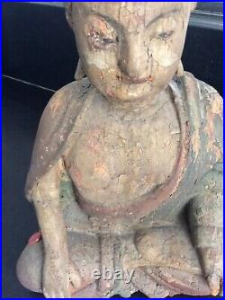 Superbe ancienne statue de Bouddha Amitabha Bois sculpté, Chine