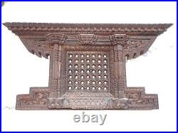 Tibet Népal ancien panneau en bois sculpté Bouddhiste