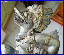 Tres ancien Indonésie BALI DIEU GARUDA, polychromie, bois sculpté carved wood