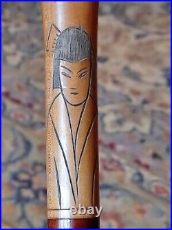 Très beau manche d'ombrelle ancien en bois sculpté Japon XIX°