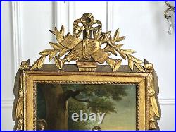 Trumeau Ancien Louis XVI En Bois Doré Et Sculpté Avec Une Tres Belle Peinture